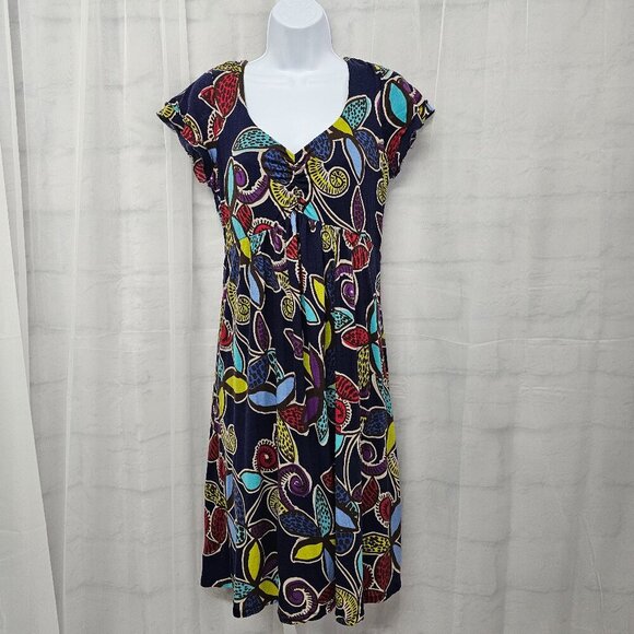 Boden Blue Purple Abstract Leaf Print Jersey Dress Boho Babydoll Y2K Artsy 8 - Picture 1 of 13
